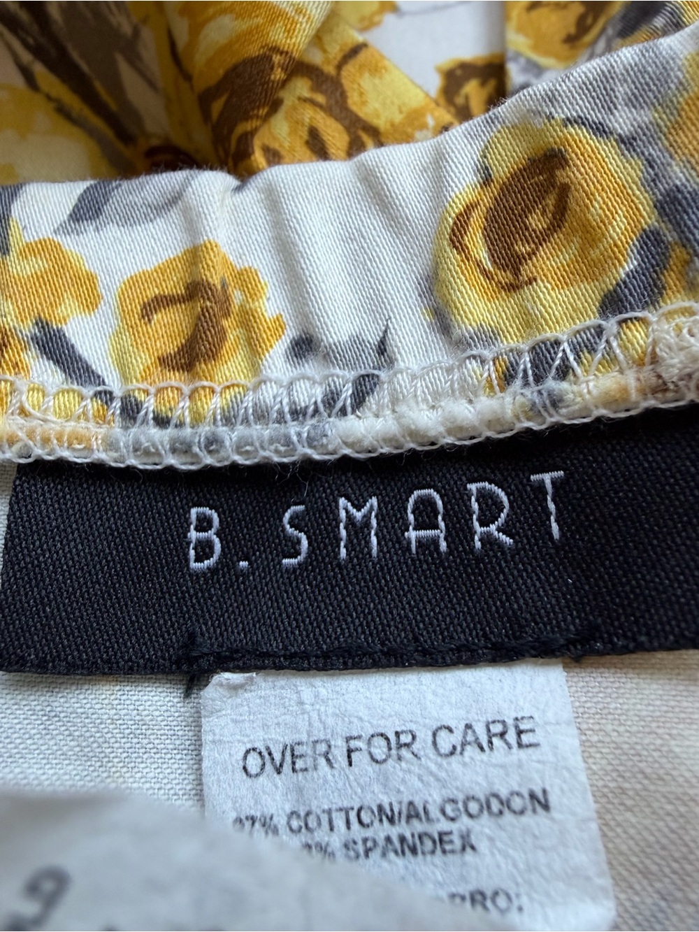 B. Smart Yellow/Gray Floral Strapless Sundress Sz 10 Cotton Pockets Vintage Y2K - Picture 10 of 10